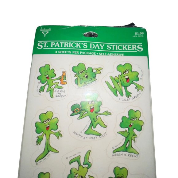 Vintage NIP Hallmark 1984 St Patricks Day Stickers 4 Leaf Clover 4 Sheets - Picture 2 of 6